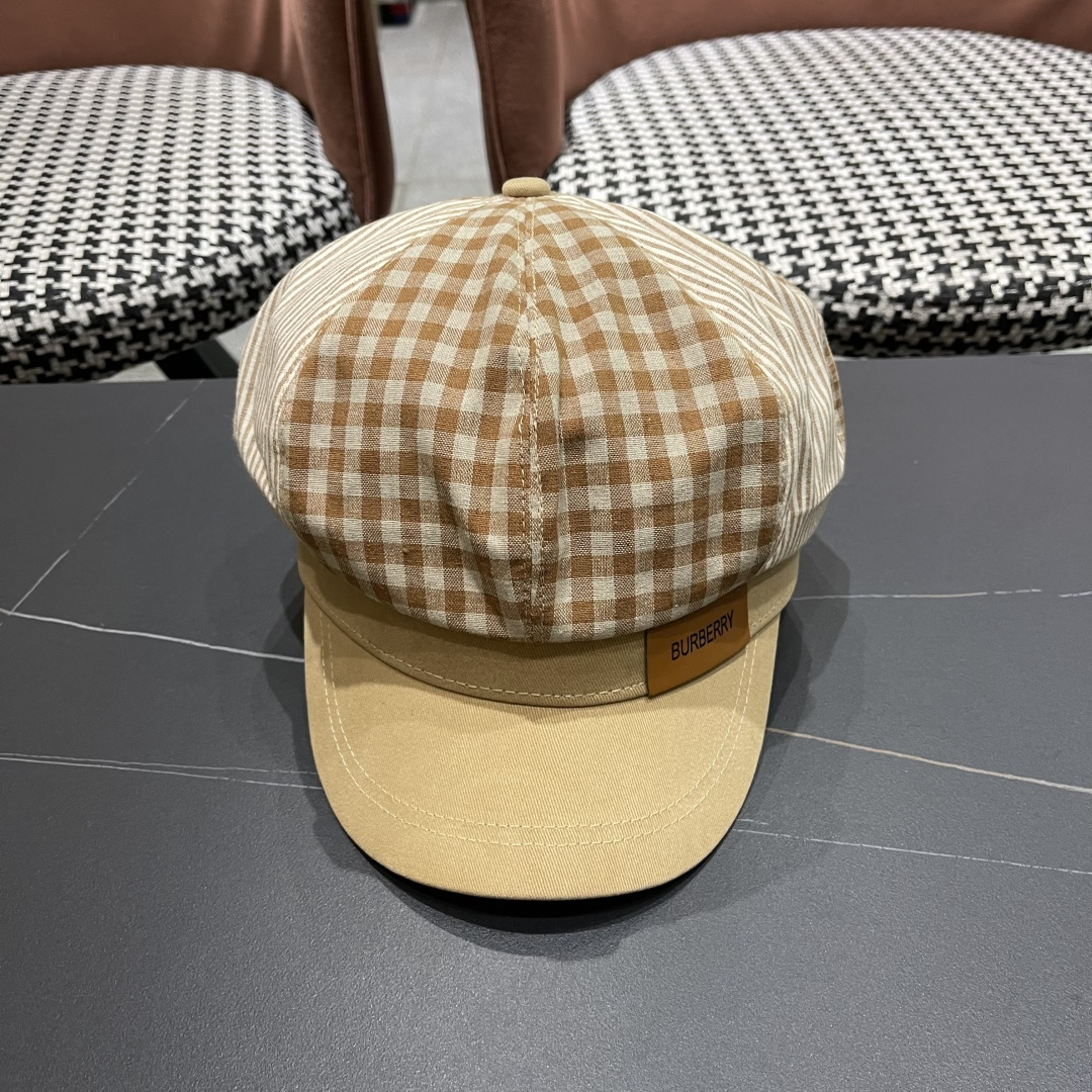  巴宝莉BURBERRY 新款八角帽子女春秋季韩版时尚百搭显脸小报童帽画家帽鸭舌帽格纹