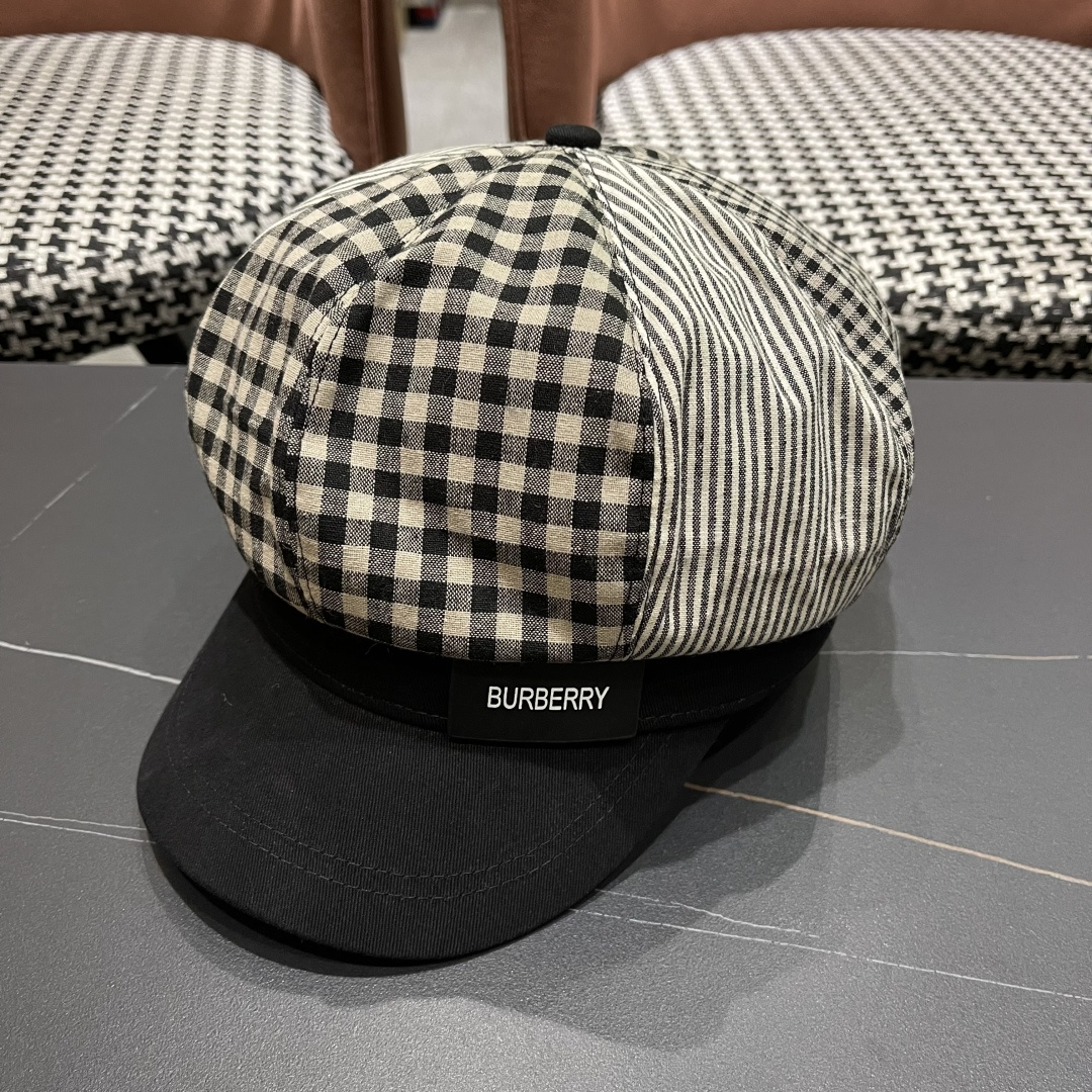  巴宝莉BURBERRY 新款八角帽子女春秋季韩版时尚百搭显脸小报童帽画家帽鸭舌帽格纹