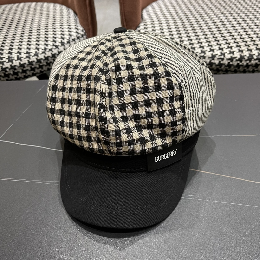  巴宝莉BURBERRY 新款八角帽子女春秋季韩版时尚百搭显脸小报童帽画家帽鸭舌帽格纹