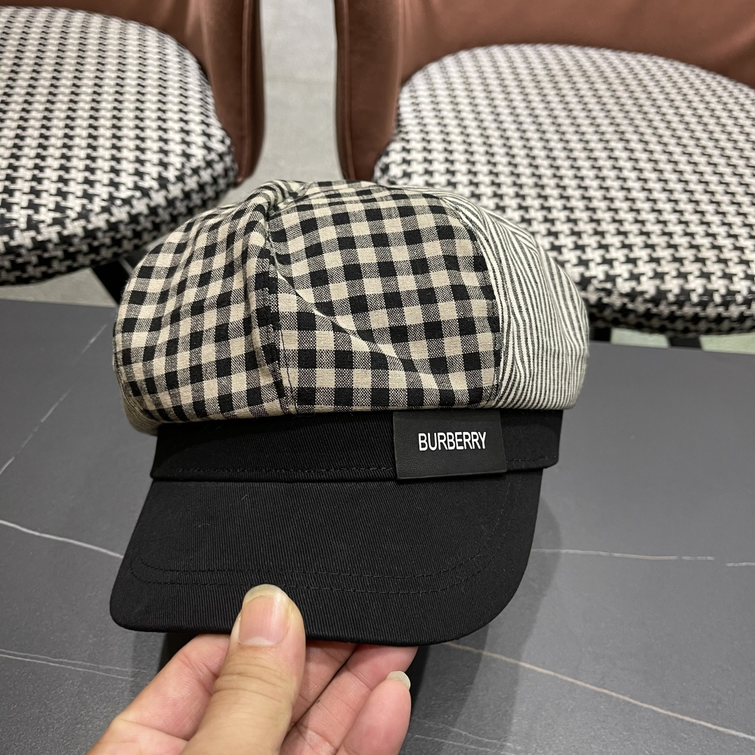  巴宝莉BURBERRY 新款八角帽子女春秋季韩版时尚百搭显脸小报童帽画家帽鸭舌帽格纹