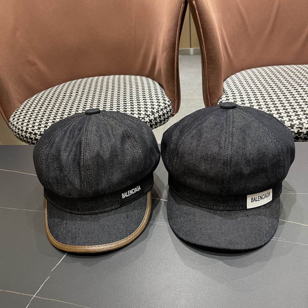  巴黎世家 Balenciaga 秋冬新款牛仔风八角帽子女情侣款休
闲男户外运动宽檐鸭舌贝雷帽男