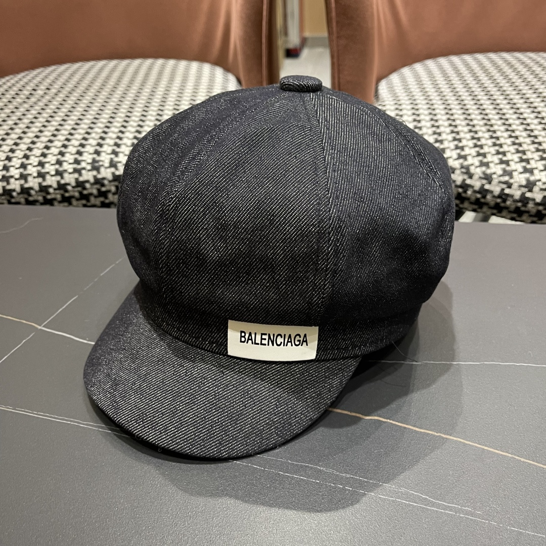  巴黎世家 Balenciaga 秋冬新款牛仔风八角帽子女情侣款休
闲男户外运动宽檐鸭舌贝雷帽男