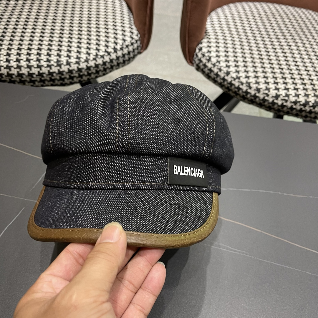  巴黎世家 Balenciaga 秋冬新款牛仔风八角帽子女情侣款休
闲男户外运动宽檐鸭舌贝雷帽男