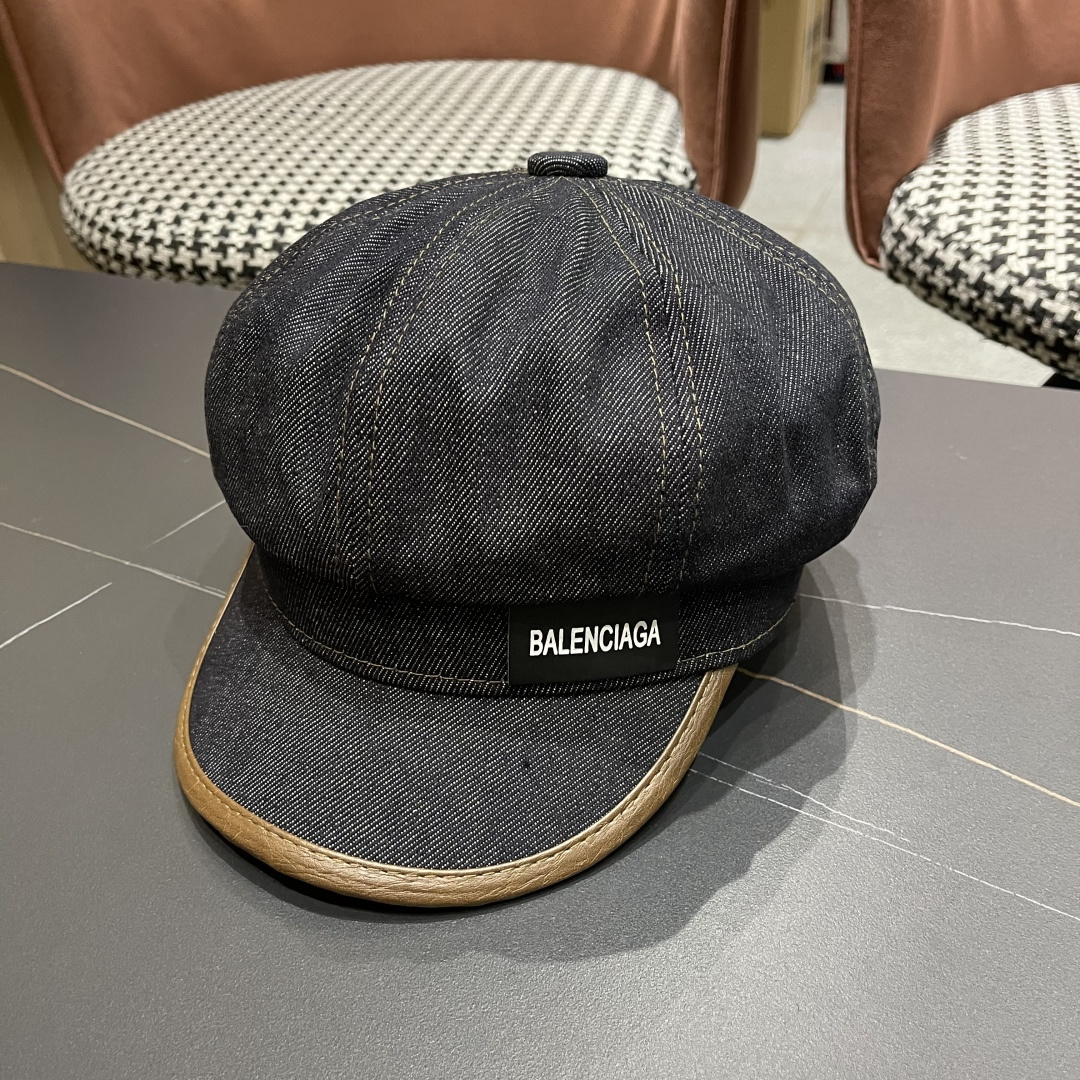  巴黎世家 Balenciaga 秋冬新款牛仔风八角帽子女情侣款休
闲男户外运动宽檐鸭舌贝雷帽男