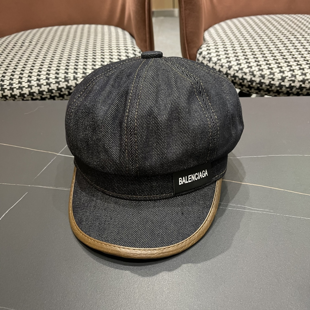  巴黎世家 Balenciaga 秋冬新款牛仔风八角帽子女情侣款休
闲男户外运动宽檐鸭舌贝雷帽男