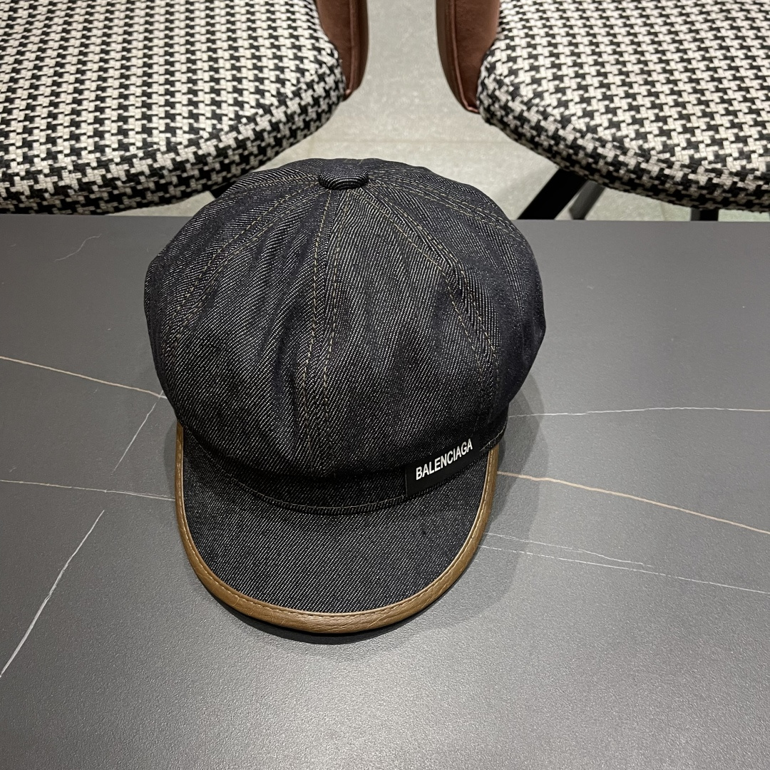 巴黎世家 Balenciaga 秋冬新款牛仔风八角帽子女情侣款休
闲男户外运动宽檐鸭舌贝雷帽男
