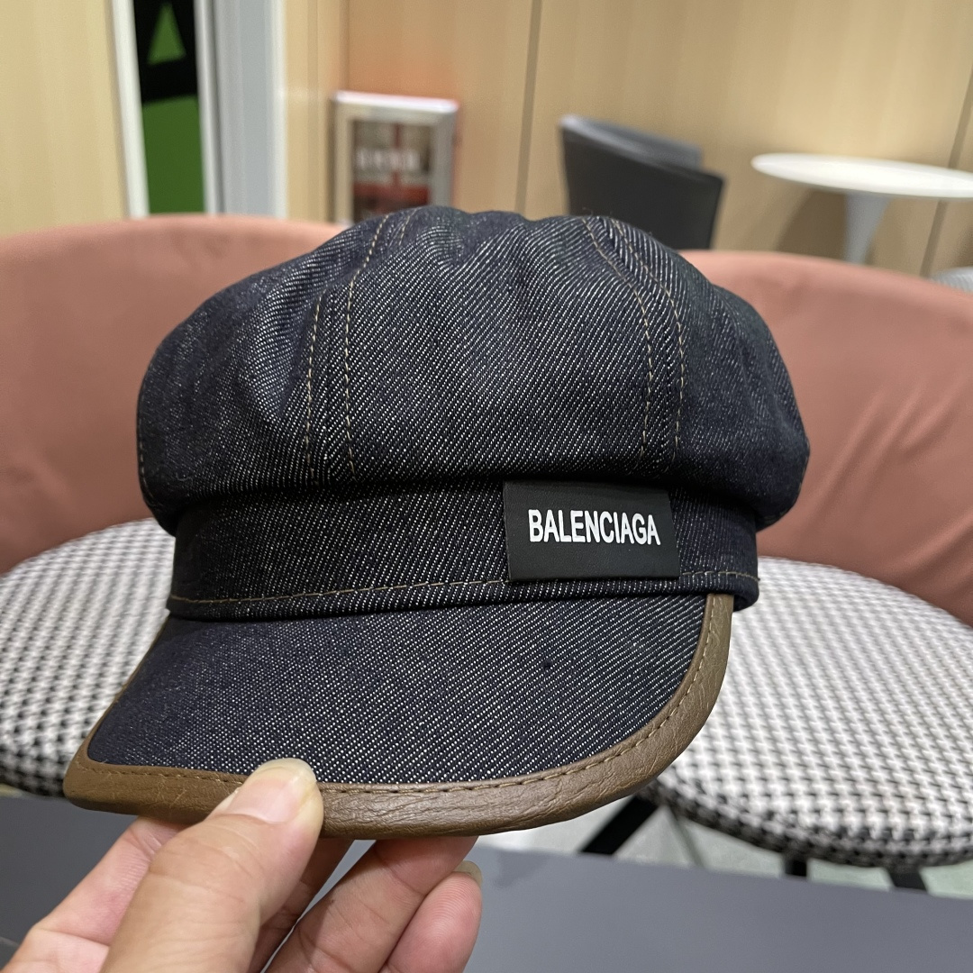  巴黎世家 Balenciaga 秋冬新款牛仔风八角帽子女情侣款休
闲男户外运动宽檐鸭舌贝雷帽男