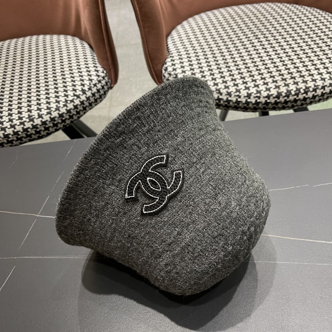  Chanel香奈儿羊羔绒帽子女冬款2025新款渔夫帽女士秋冬季毛绒百搭防寒保暖盆帽