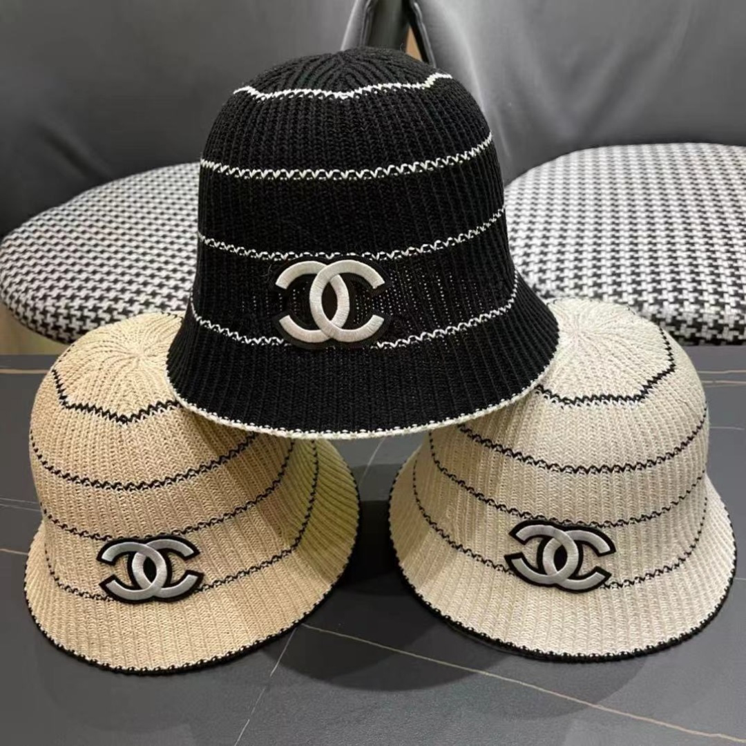 
香奈儿CHANEL 新品条纹毛线渔夫帽小香经典简约，时尚休闲设计 跑量新品