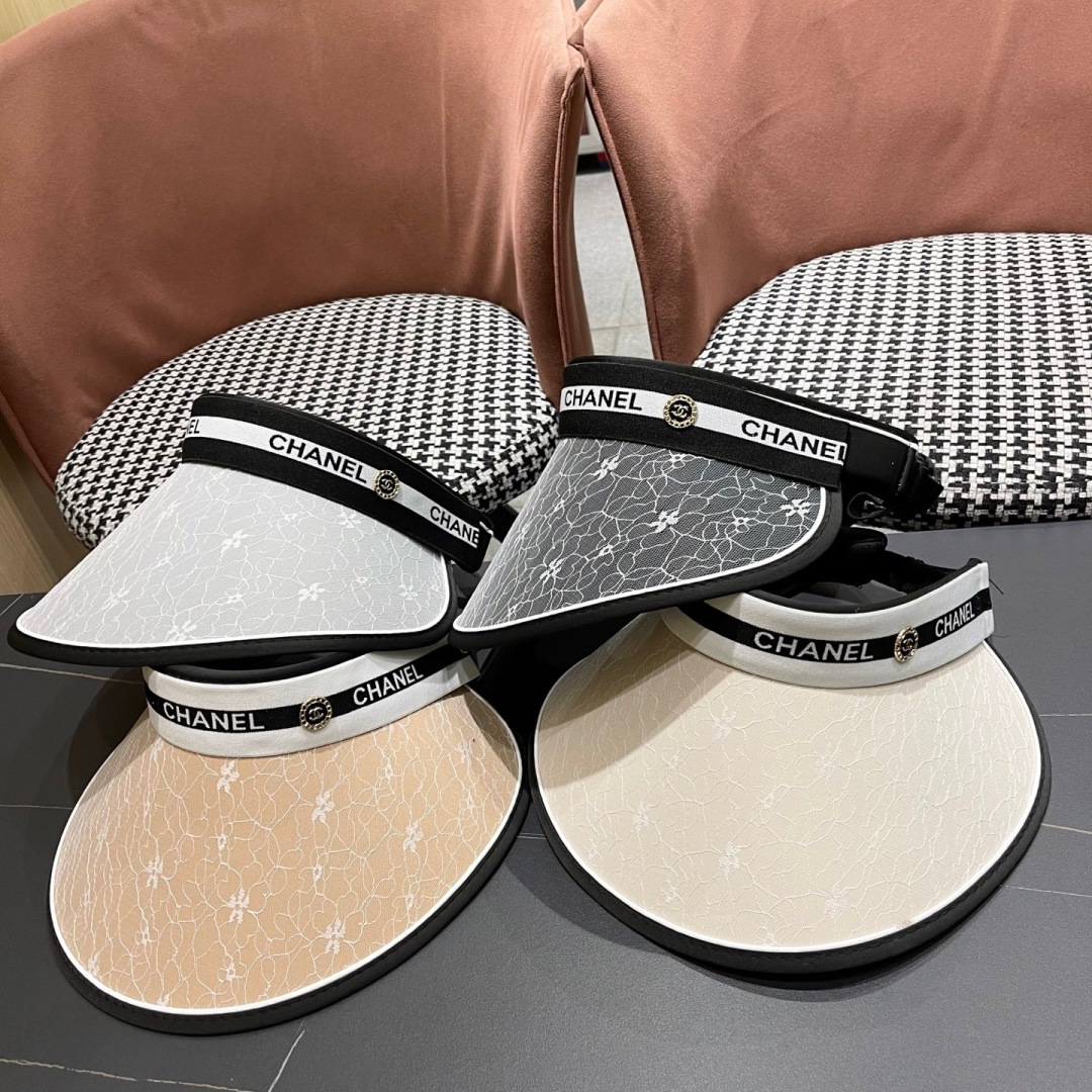  香奈儿Chanel遮阳帽女夏季韩版潮防紫外线户外骑车时尚空
顶大沿薄款防晒帽