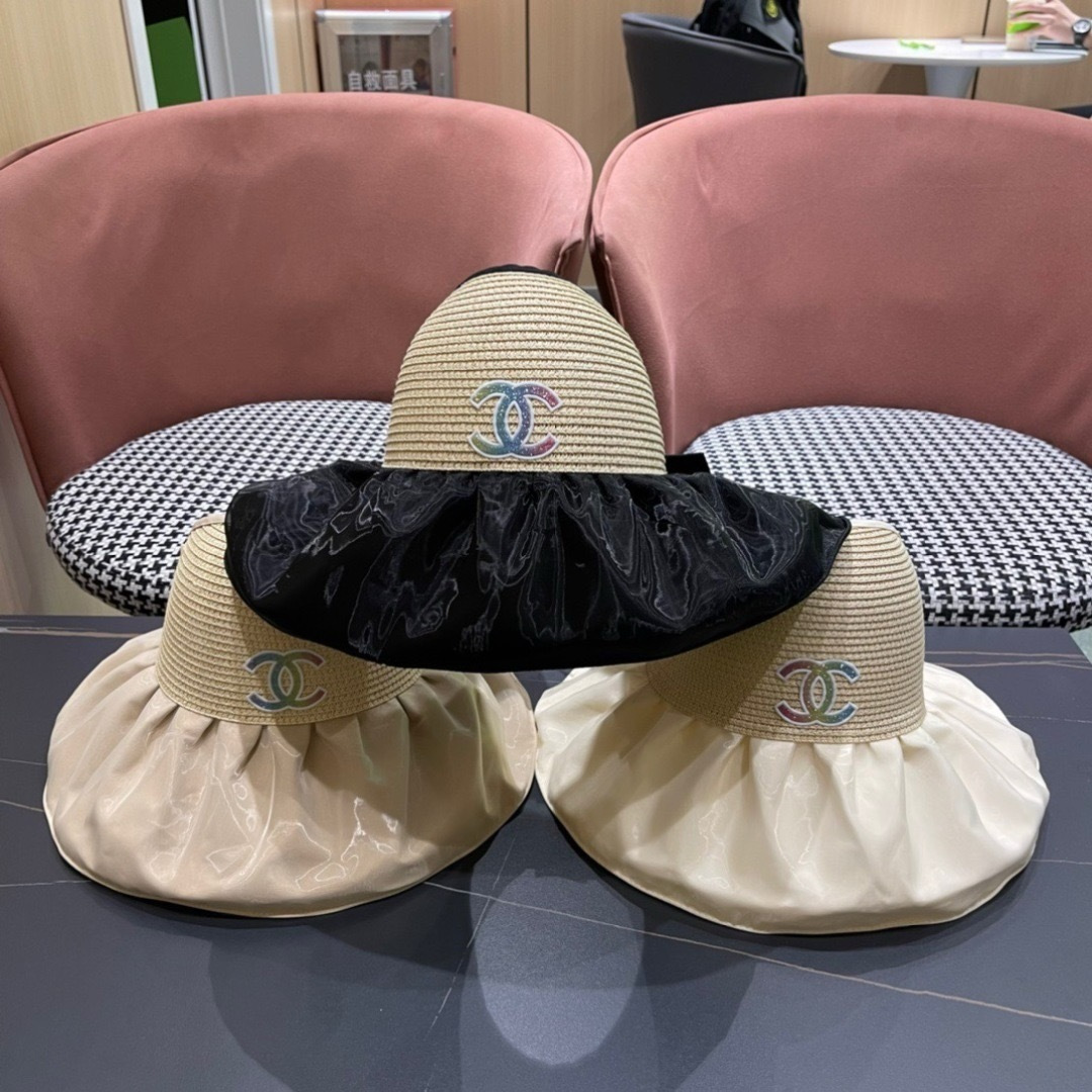 【Chanel香奈儿】2025夏款大檐空顶遮阳渔夫帽🌈 浪漫沙滩款！