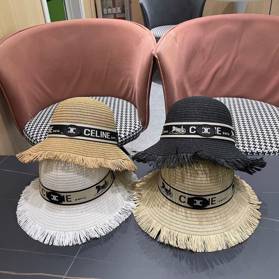 【CELINE赛琳】2025新款草编遮阳草帽盆帽🤩沙滩风，简约大方，百搭单品～出街首选，新款帽型超美腻，