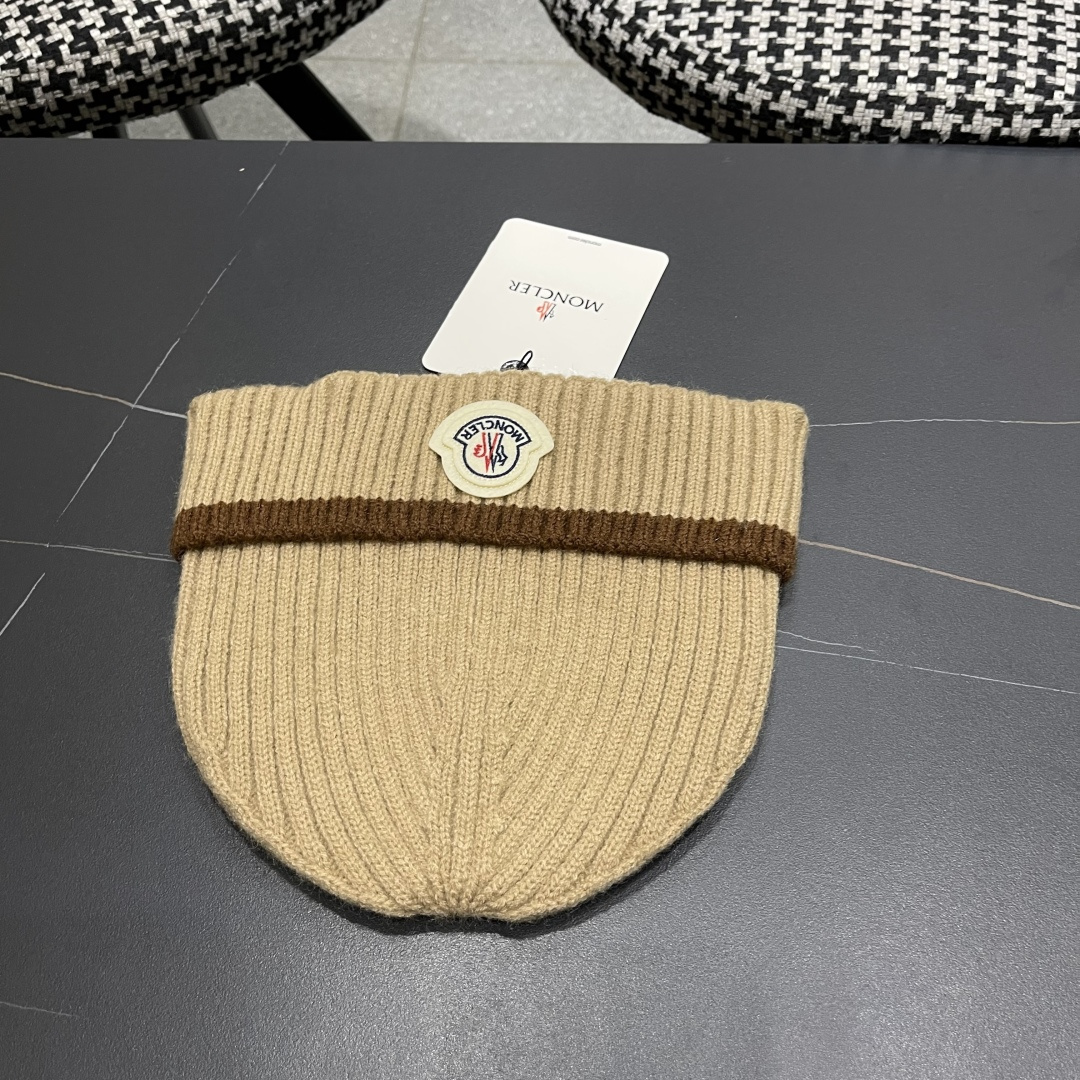 【MONCLER蒙口秋冬加厚加绒边保暖加厚男士针织帽户外护耳毛线帽女