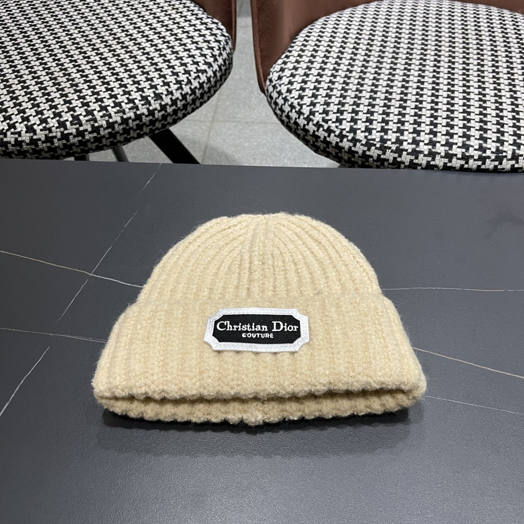  DIOR迪奥帽子女冬季复古百搭显脸小毛线帽大头围保暖冷帽