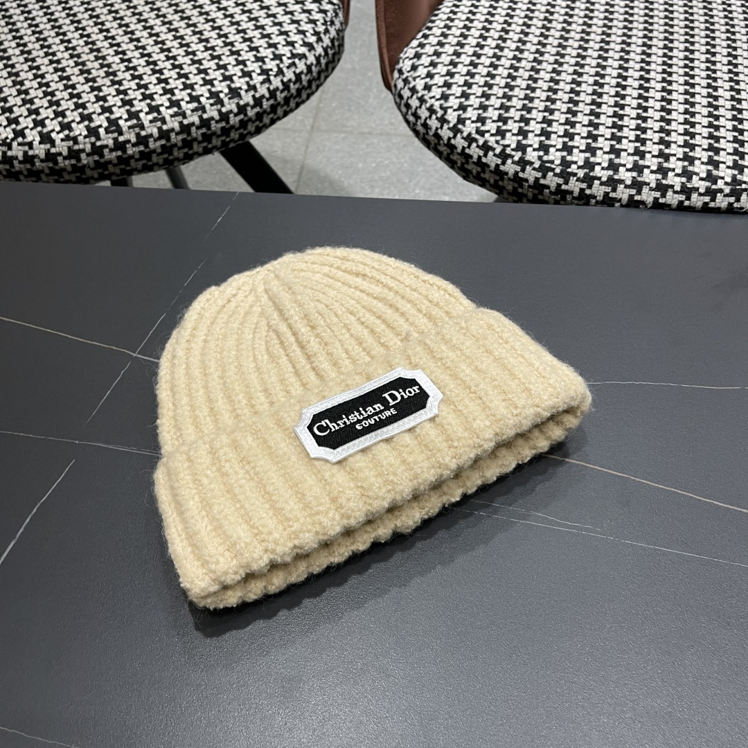  DIOR迪奥帽子女冬季复古百搭显脸小毛线帽大头围保暖冷帽