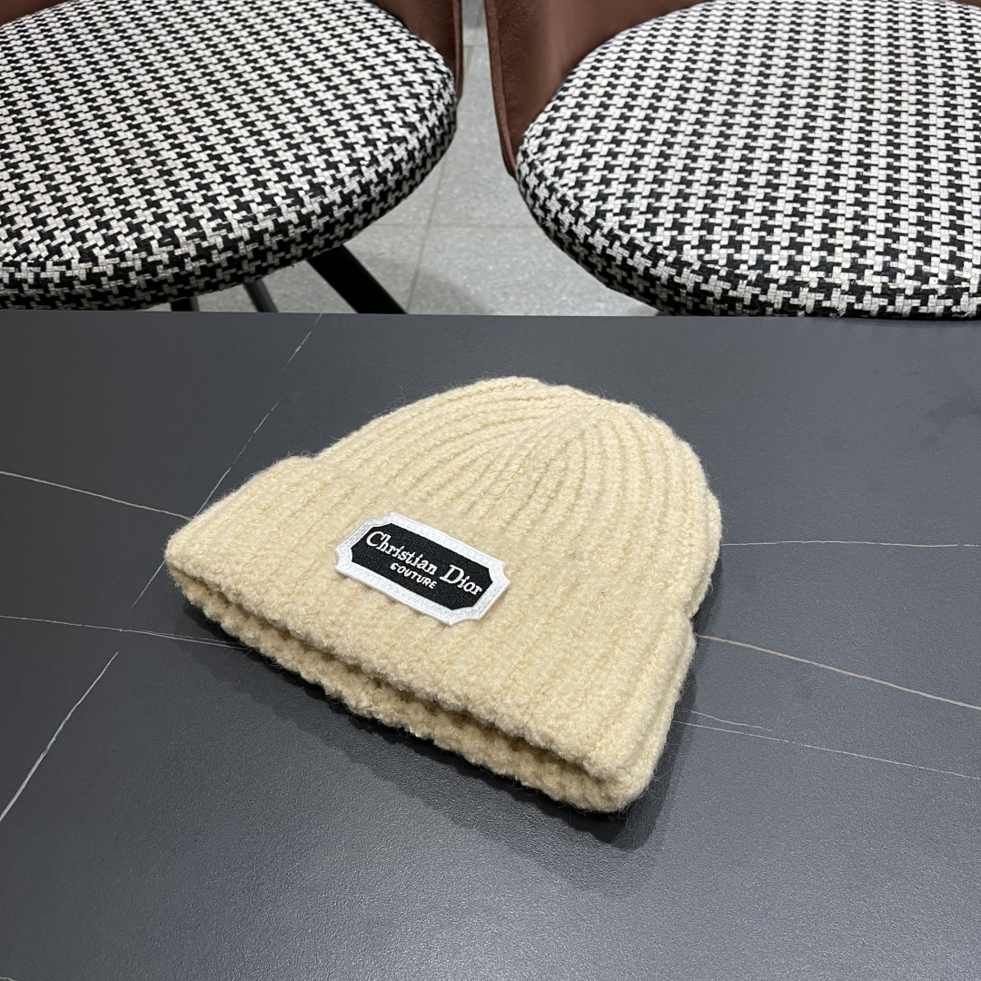  DIOR迪奥帽子女冬季复古百搭显脸小毛线帽大头围保暖冷帽
