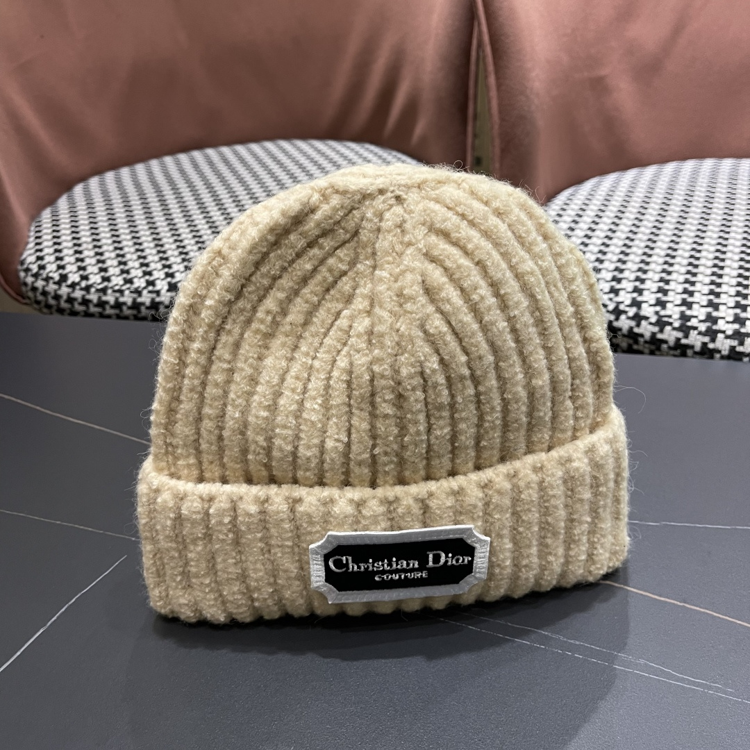  DIOR迪奥帽子女冬季复古百搭显脸小毛线帽大头围保暖冷帽