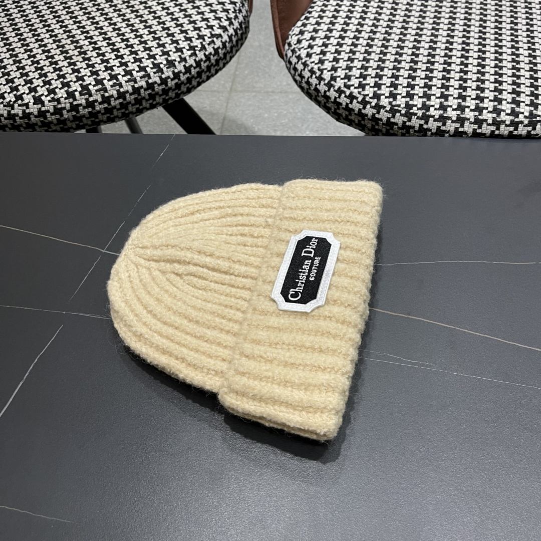  DIOR迪奥帽子女冬季复古百搭显脸小毛线帽大头围保暖冷帽