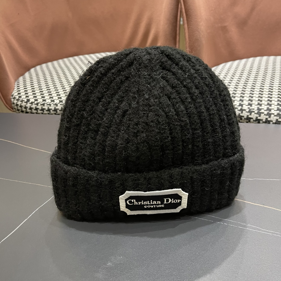  DIOR迪奥帽子女冬季复古百搭显脸小毛线帽大头围保暖冷帽