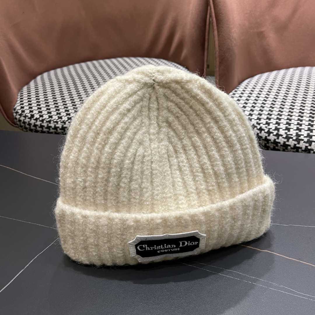  DIOR迪奥帽子女冬季复古百搭显脸小毛线帽大头围保暖冷帽