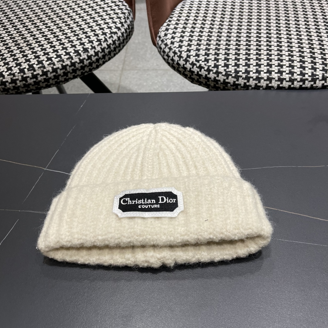  DIOR迪奥帽子女冬季复古百搭显脸小毛线帽大头围保暖冷帽