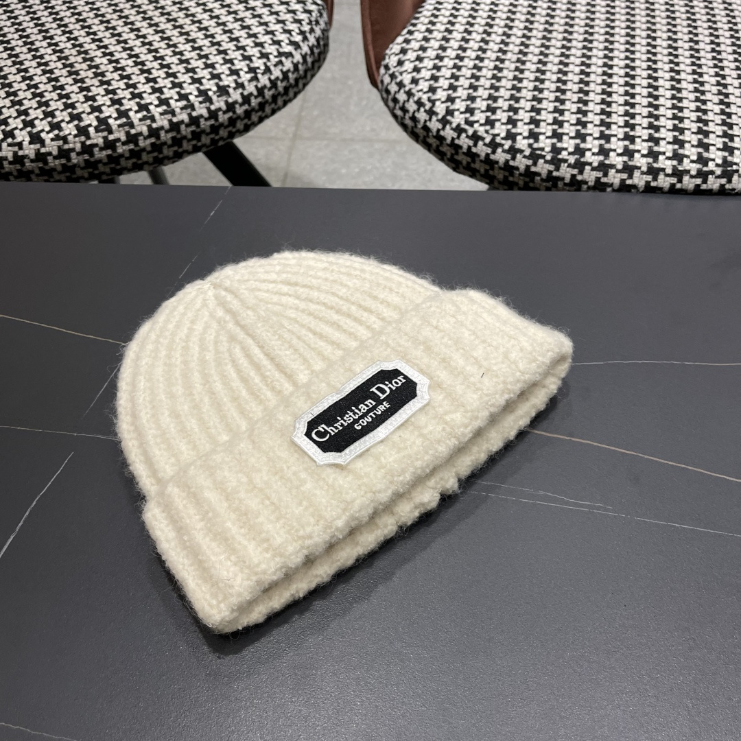  DIOR迪奥帽子女冬季复古百搭显脸小毛线帽大头围保暖冷帽