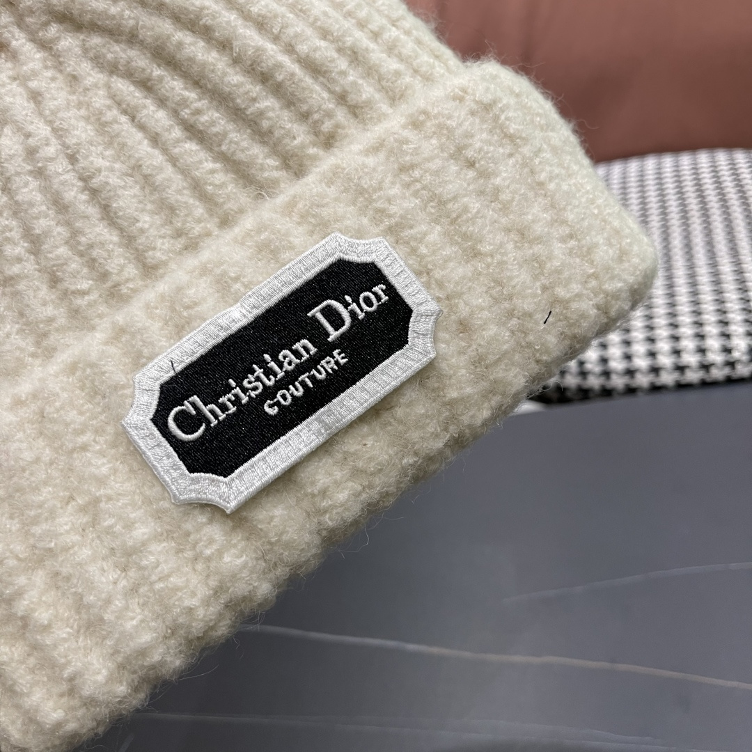  DIOR迪奥帽子女冬季复古百搭显脸小毛线帽大头围保暖冷帽