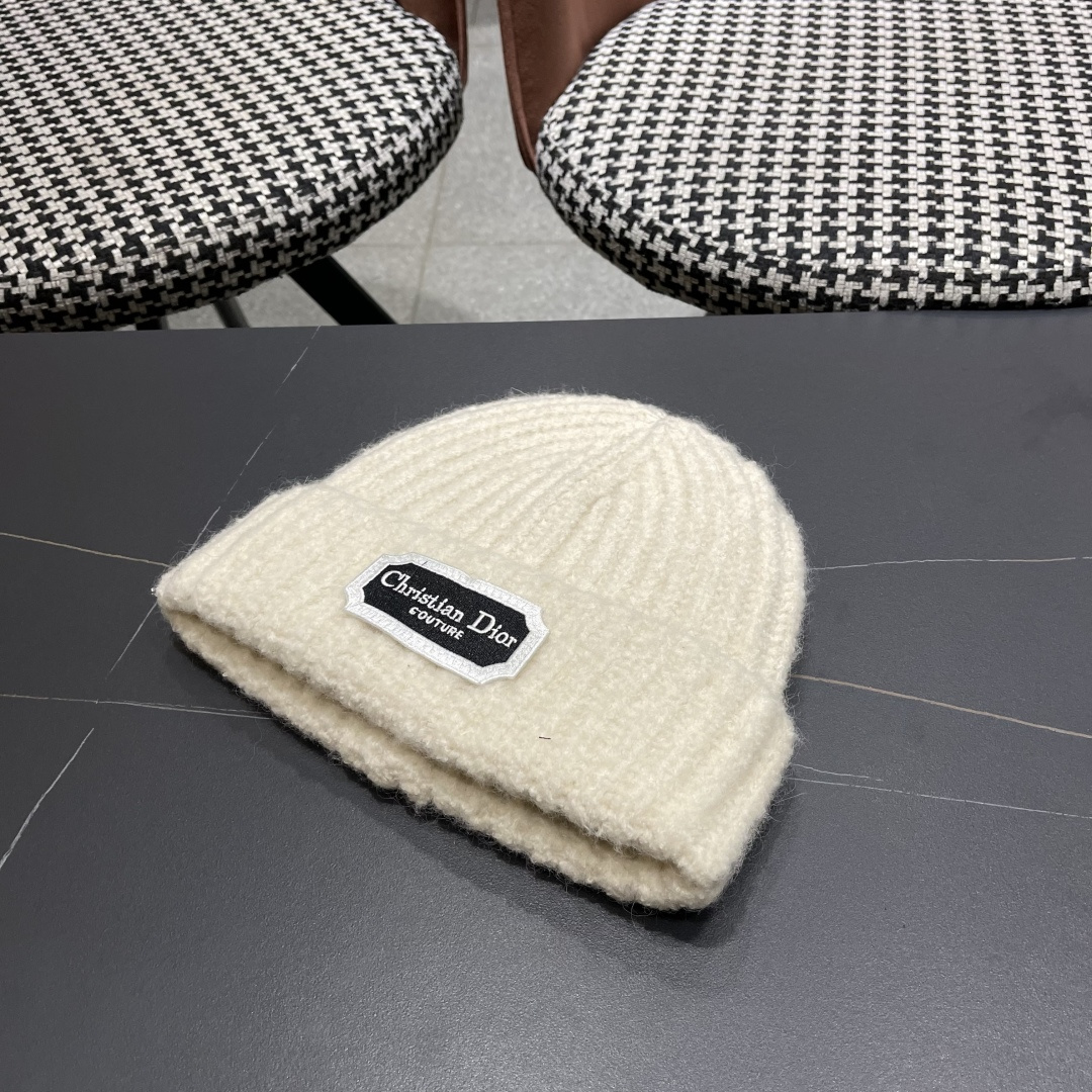  DIOR迪奥帽子女冬季复古百搭显脸小毛线帽大头围保暖冷帽