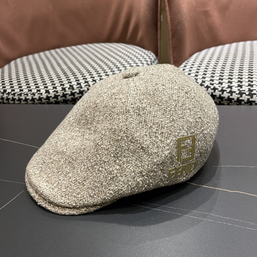  芬迪 FENDl 复古前进帽女春秋英伦老钱风显脸小鸭舌贝雷帽大头围报童画家帽子