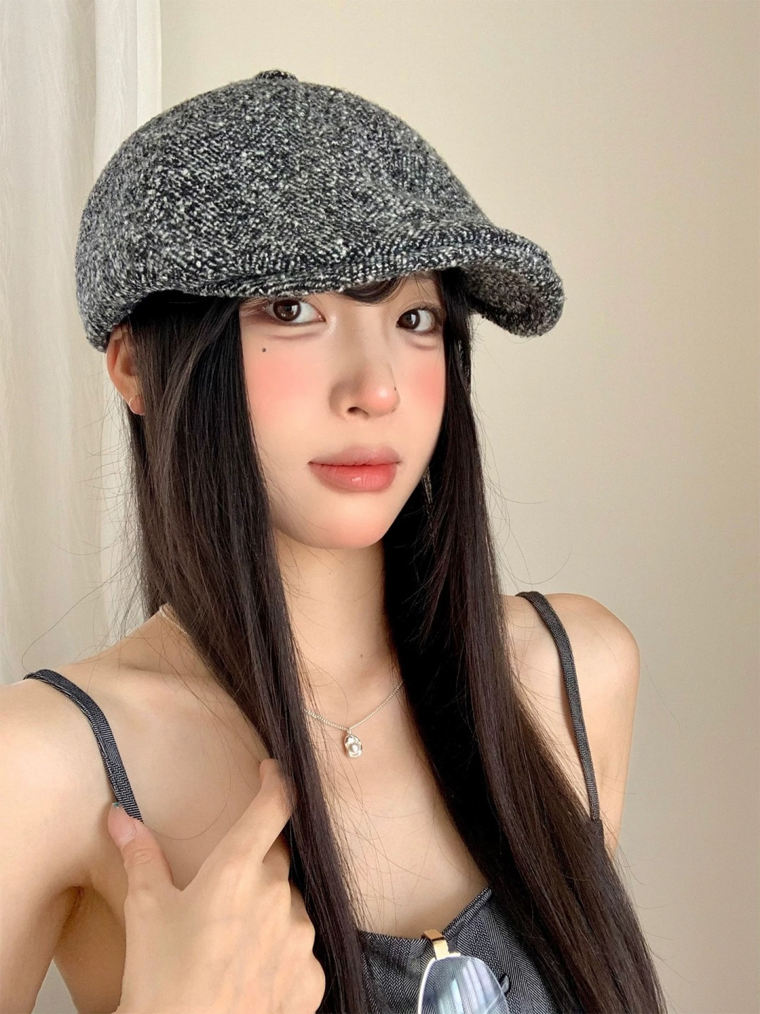  芬迪 FENDl 复古前进帽女春秋英伦老钱风显脸小鸭舌贝雷帽大头围报童画家帽子