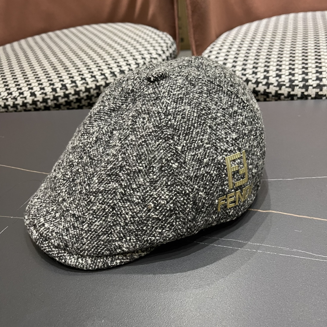  芬迪 FENDl 复古前进帽女春秋英伦老钱风显脸小鸭舌贝雷帽大头围报童画家帽子