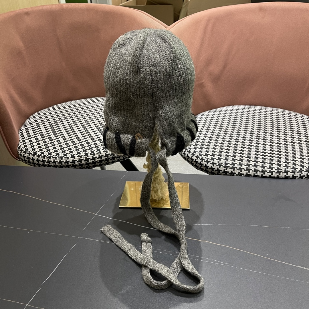  香奈儿(CHANEL) 2025新款韩版百搭绑带毛线帽子女秋冬季休闲出游包头帽通勤