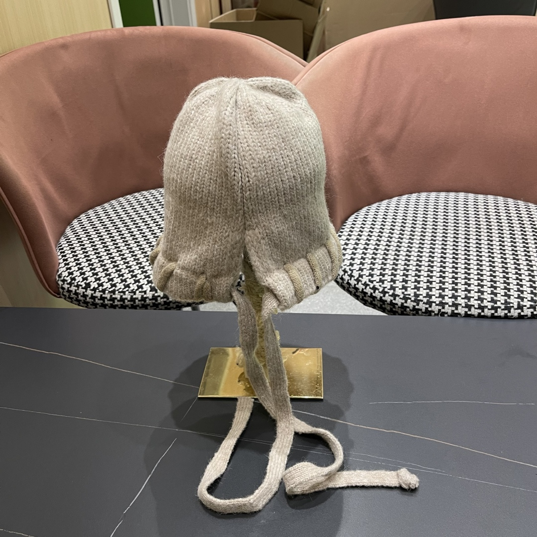  香奈儿(CHANEL) 2025新款韩版百搭绑带毛线帽子女秋冬季休闲出游包头帽通勤