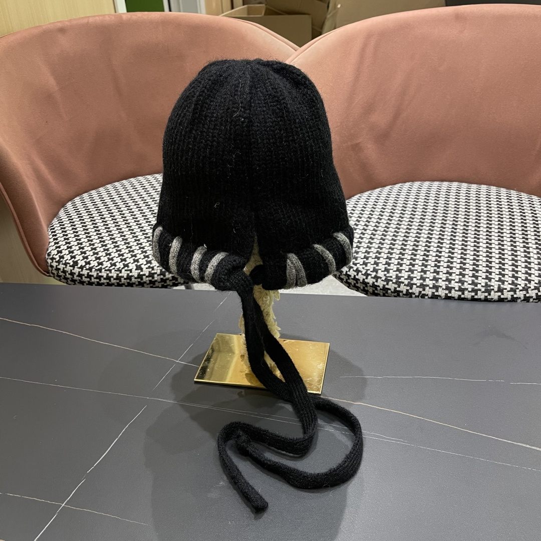  香奈儿(CHANEL) 2025新款韩版百搭绑带毛线帽子女秋冬季休闲出游包头帽通勤