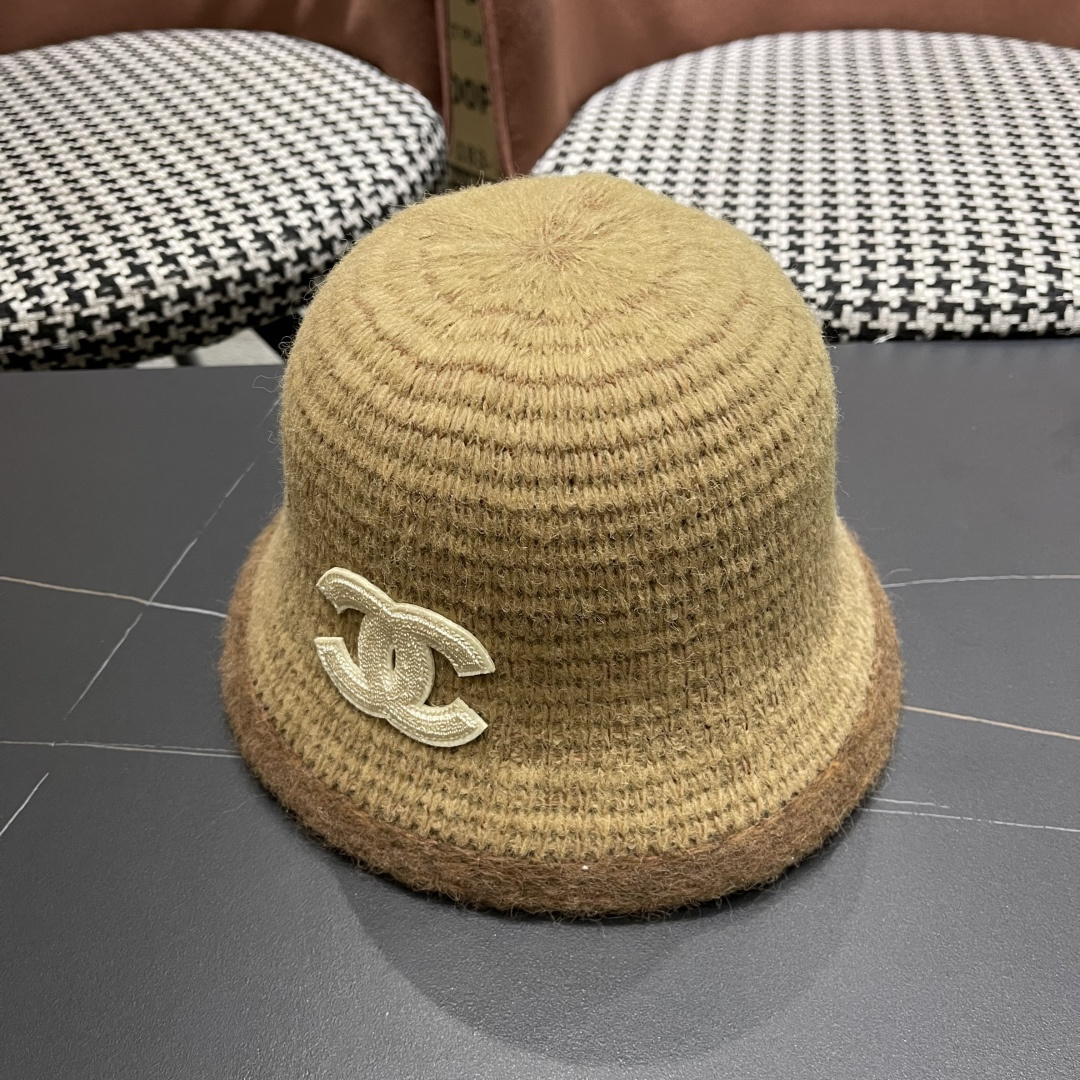  香奈儿 CHANEL针织盆帽，2025秋冬渔夫帽高密度制作，一顶超级有品位的针织帽了~出街首选！帽型超