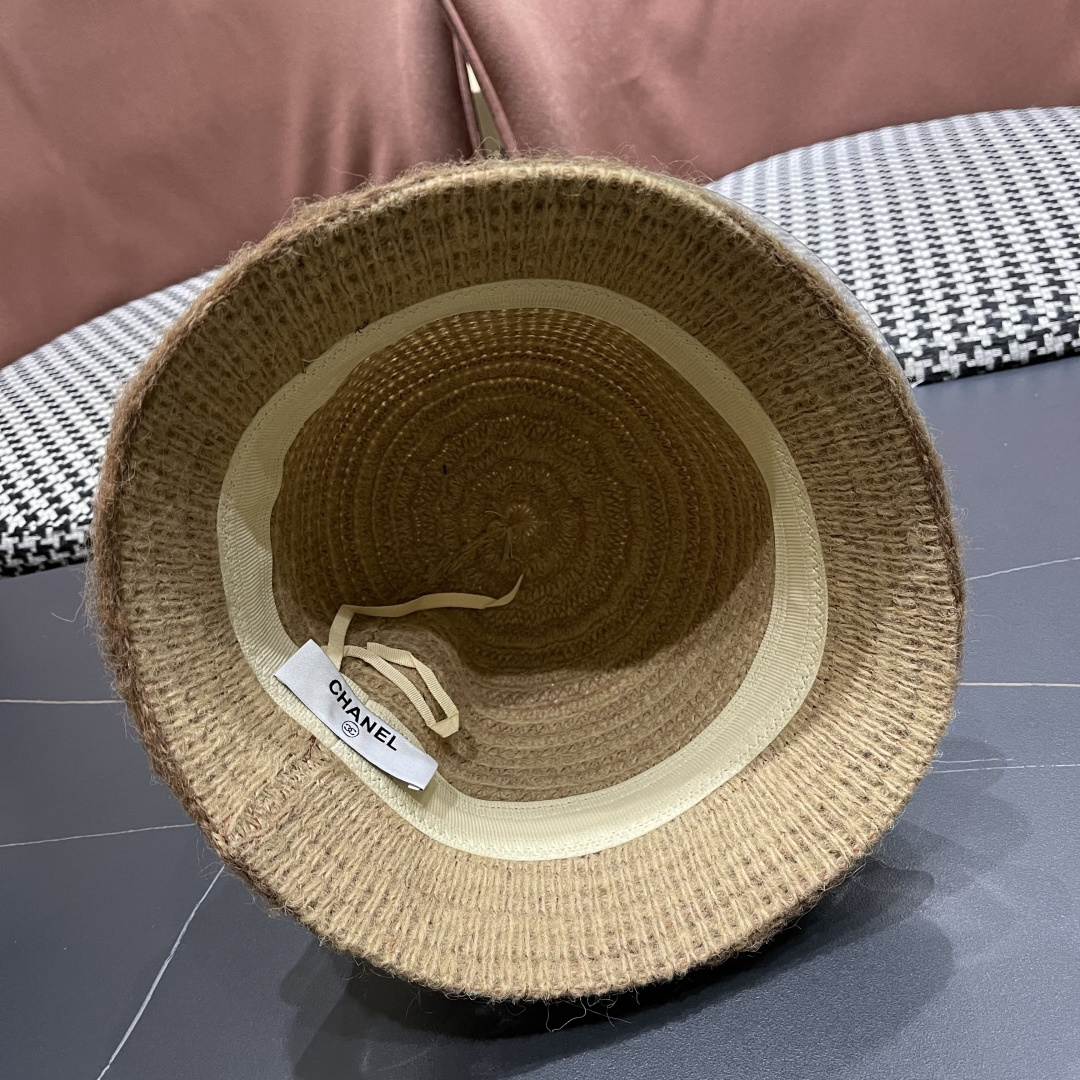  香奈儿 CHANEL针织盆帽，2025秋冬渔夫帽高密度制作，一顶超级有品位的针织帽了~出街首选！帽型超