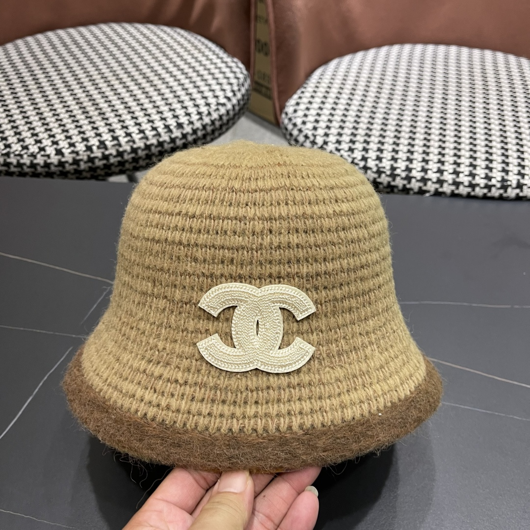  香奈儿 CHANEL针织盆帽，2025秋冬渔夫帽高密度制作，一顶超级有品位的针织帽了~出街首选！帽型超