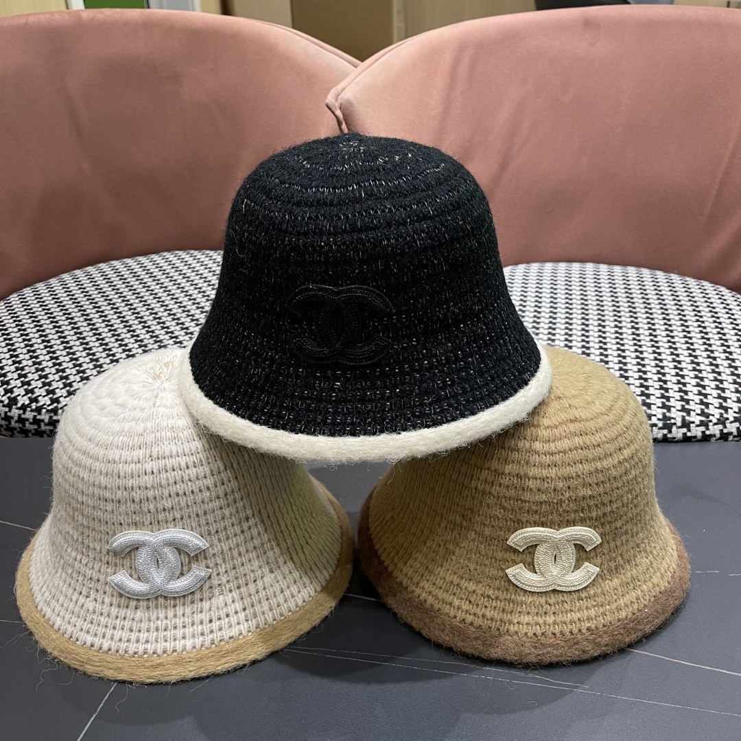  香奈儿 CHANEL针织盆帽，2025秋冬渔夫帽高密度制作，一顶超级有品位的针织帽了~出街首选！帽型超