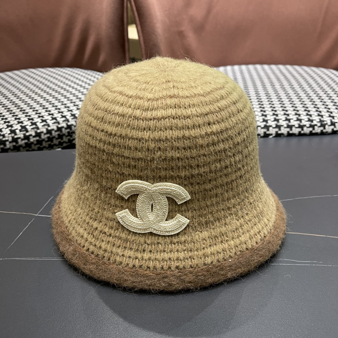  香奈儿 CHANEL针织盆帽，2025秋冬渔夫帽高密度制作，一顶超级有品位的针织帽了~出街首选！帽型超