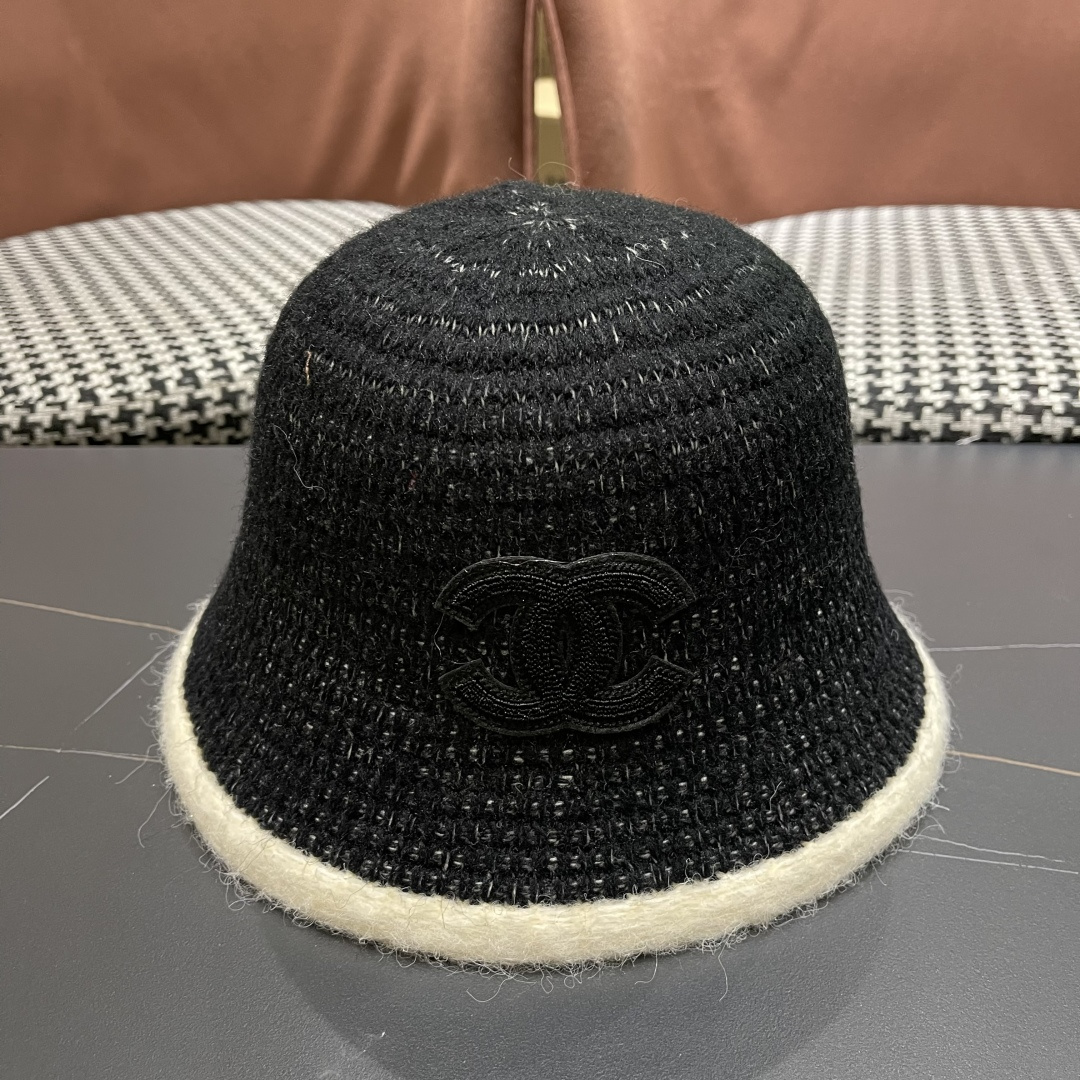  香奈儿 CHANEL针织盆帽，2025秋冬渔夫帽高密度制作，一顶超级有品位的针织帽了~出街首选！帽型超