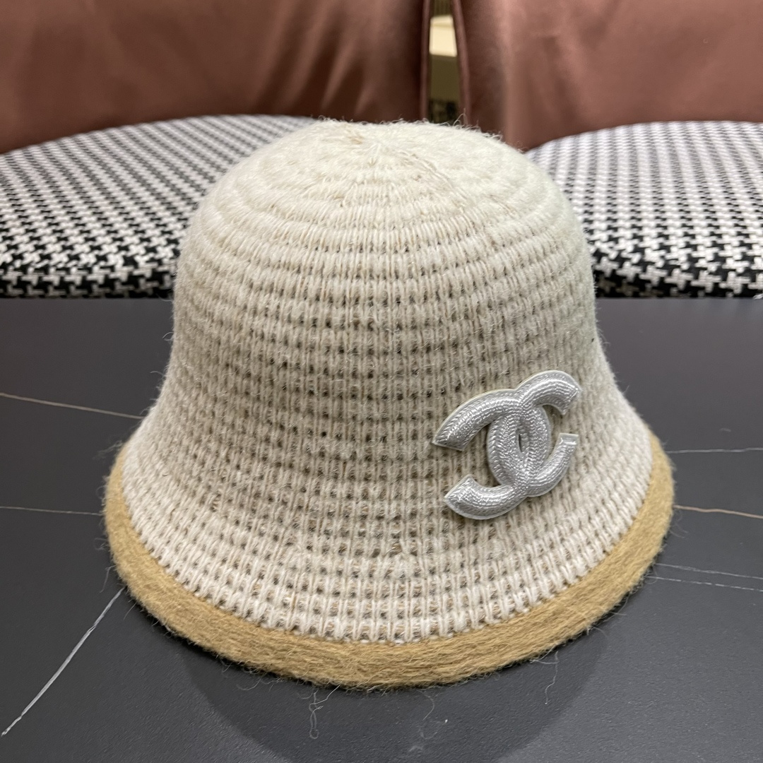  香奈儿 CHANEL针织盆帽，2025秋冬渔夫帽高密度制作，一顶超级有品位的针织帽了~出街首选！帽型超