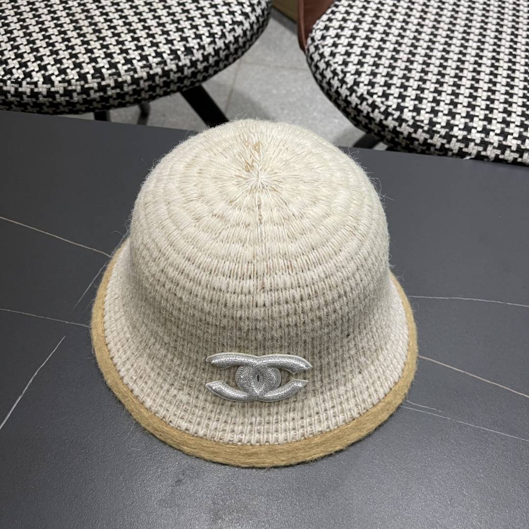  香奈儿 CHANEL针织盆帽，2025秋冬渔夫帽高密度制作，一顶超级有品位的针织帽了~出街首选！帽型超