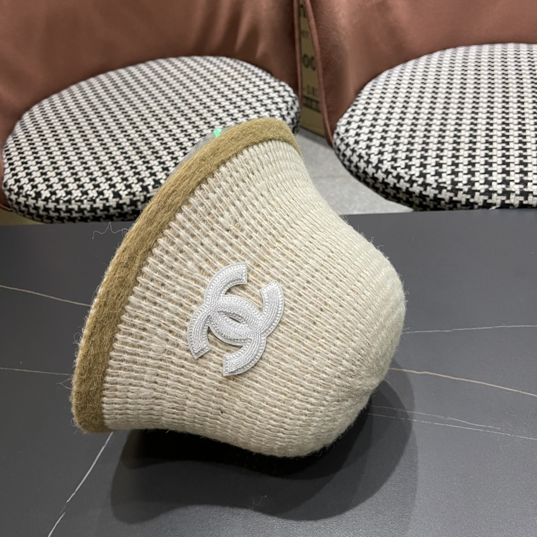  香奈儿 CHANEL针织盆帽，2025秋冬渔夫帽高密度制作，一顶超级有品位的针织帽了~出街首选！帽型超
