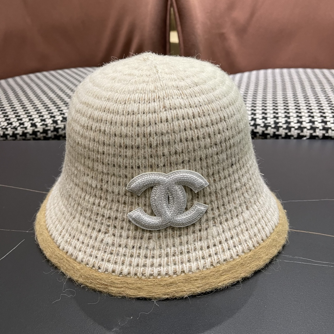  香奈儿 CHANEL针织盆帽，2025秋冬渔夫帽高密度制作，一顶超级有品位的针织帽了~出街首选！帽型超