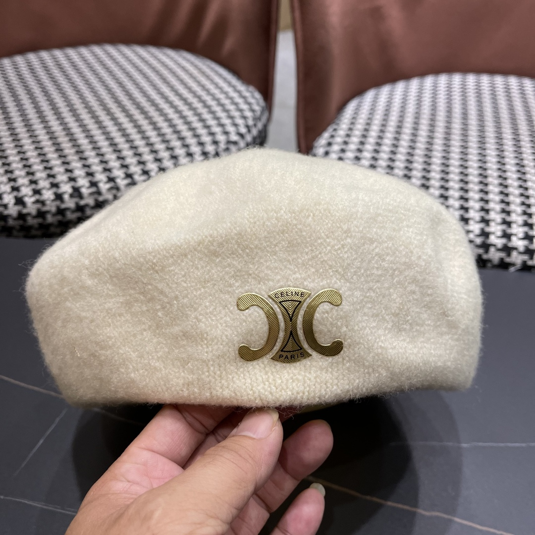  celine赛琳2025秋冬新款美拉德风贝雷帽女百搭显脸小南瓜帽画家帽子潮