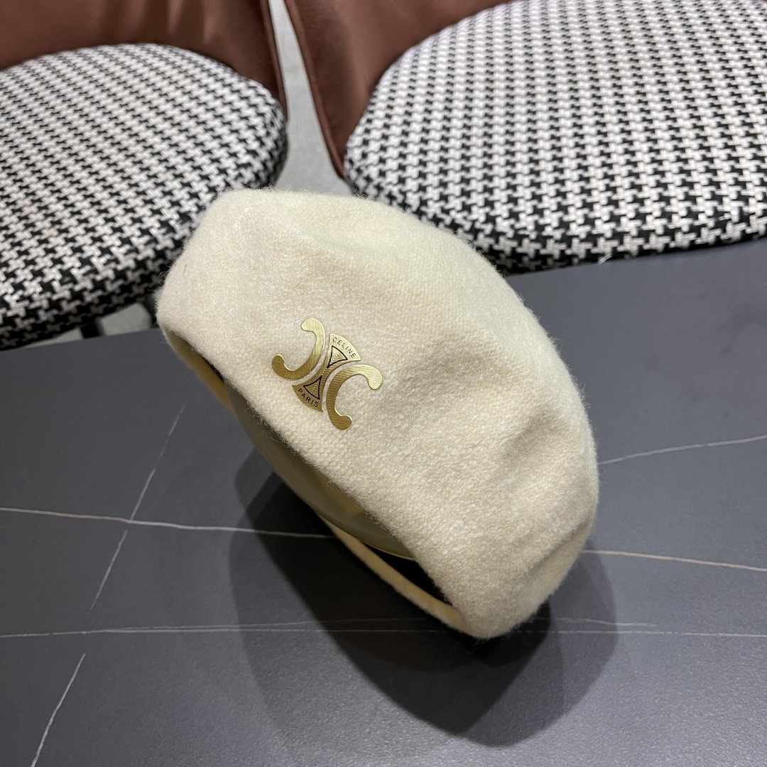  celine赛琳2025秋冬新款美拉德风贝雷帽女百搭显脸小南瓜帽画家帽子潮