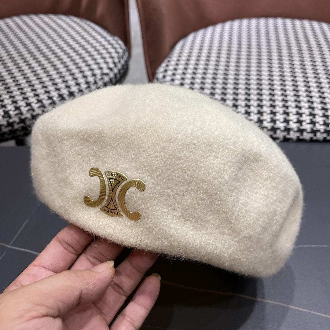  celine赛琳2025秋冬新款美拉德风贝雷帽女百搭显脸小南瓜帽画家帽子潮