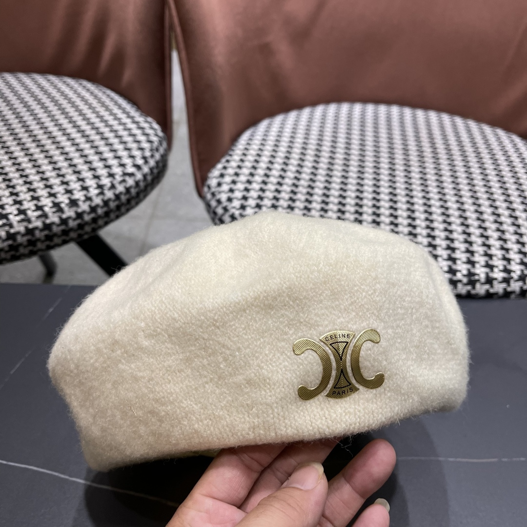  celine赛琳2025秋冬新款美拉德风贝雷帽女百搭显脸小南瓜帽画家帽子潮