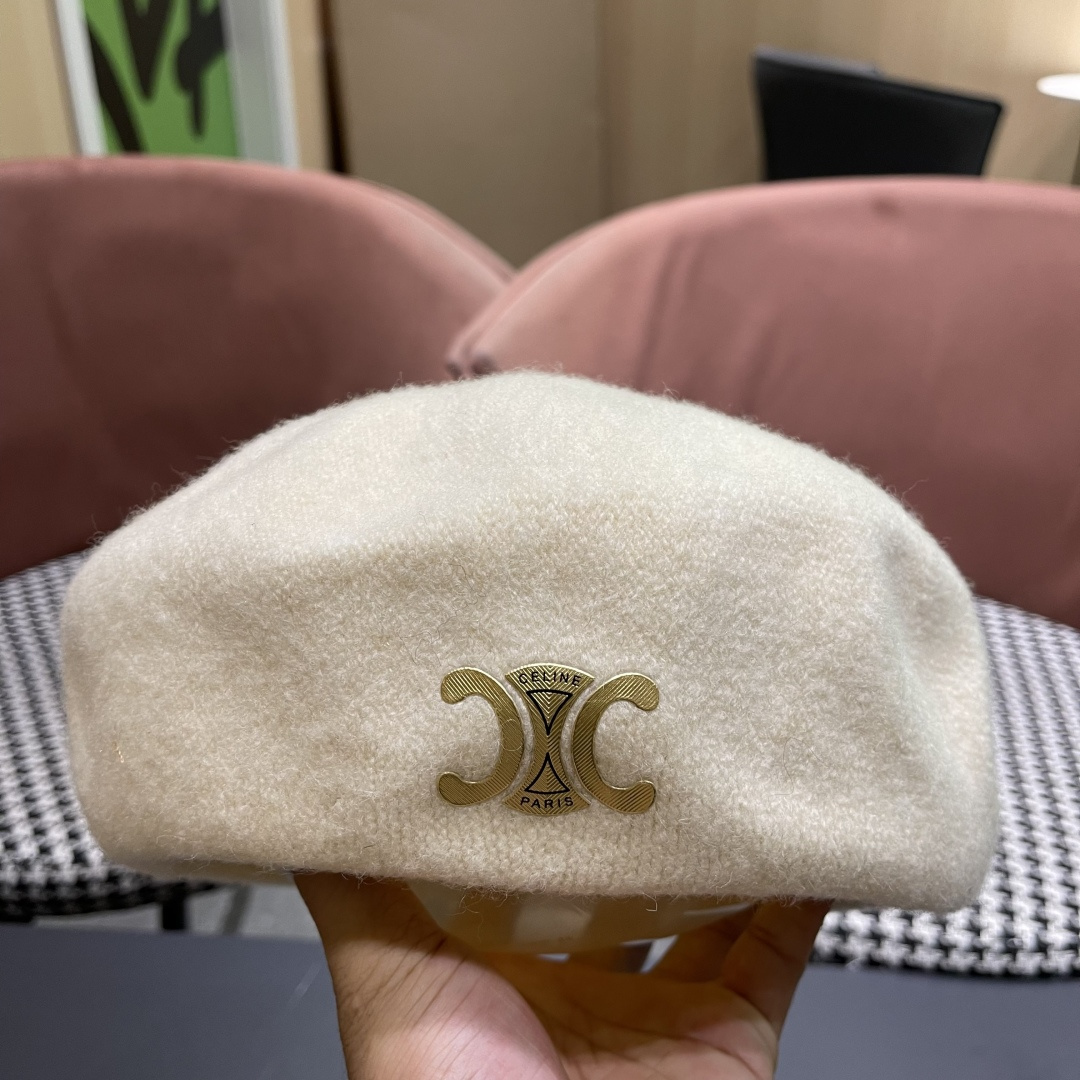  celine赛琳2025秋冬新款美拉德风贝雷帽女百搭显脸小南瓜帽画家帽子潮