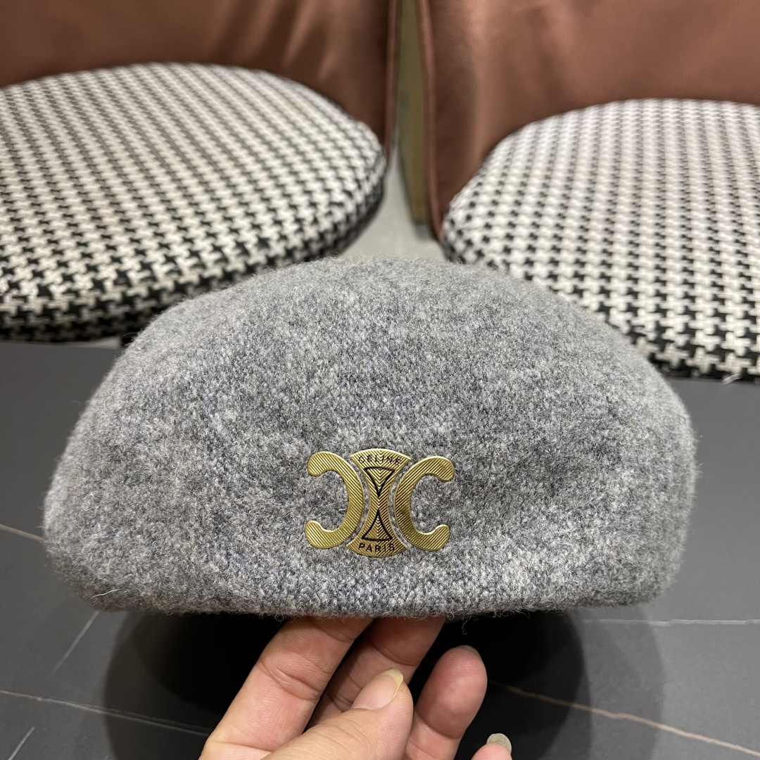  celine赛琳2025秋冬新款美拉德风贝雷帽女百搭显脸小南瓜帽画家帽子潮